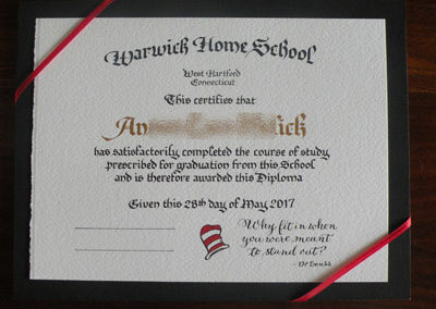 Hand Lettered diploma